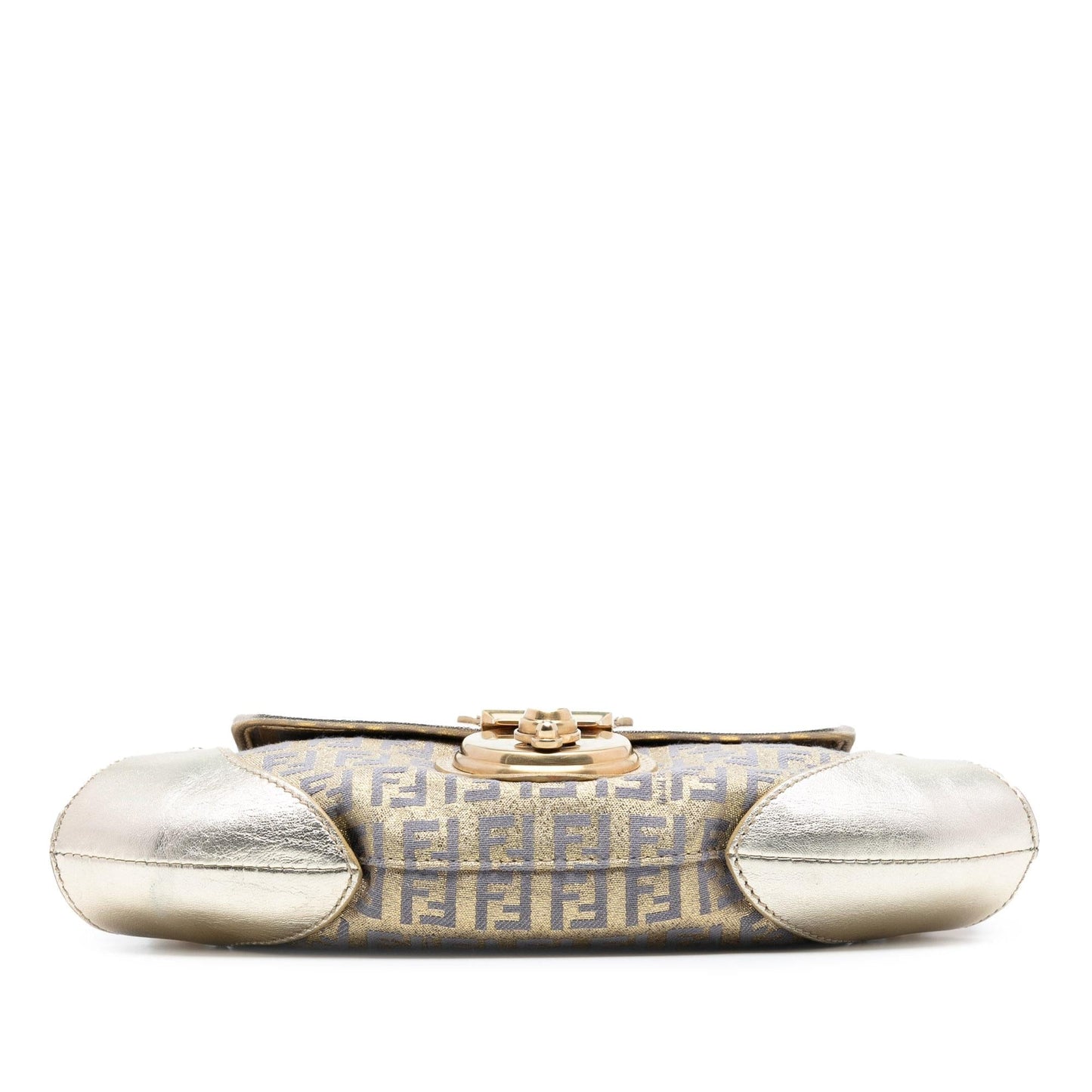 Fendi Zucchino Coated And Metallic Compilation Shoulder Bag Leather Canvas