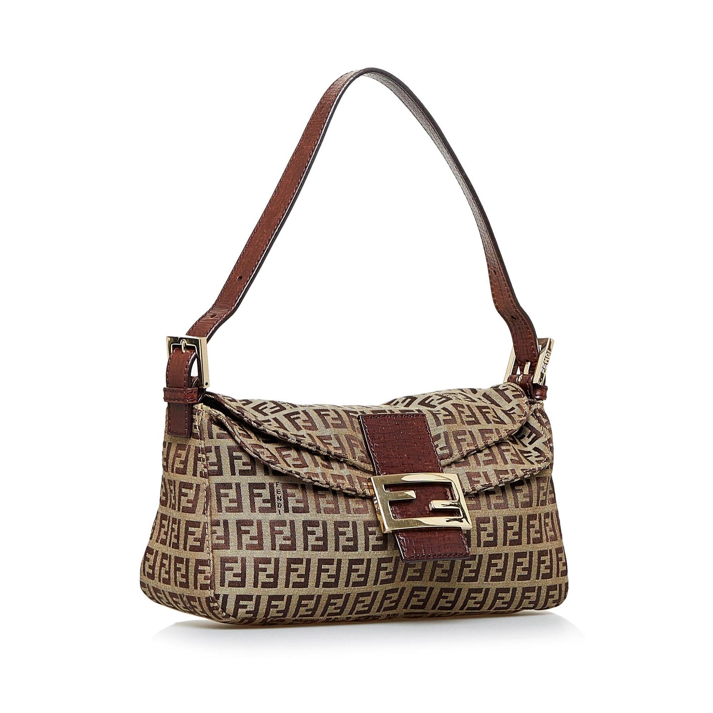 Fendi Zucchino Double Baguette Shg 940Lup Handbag Flap Shoulder Bag