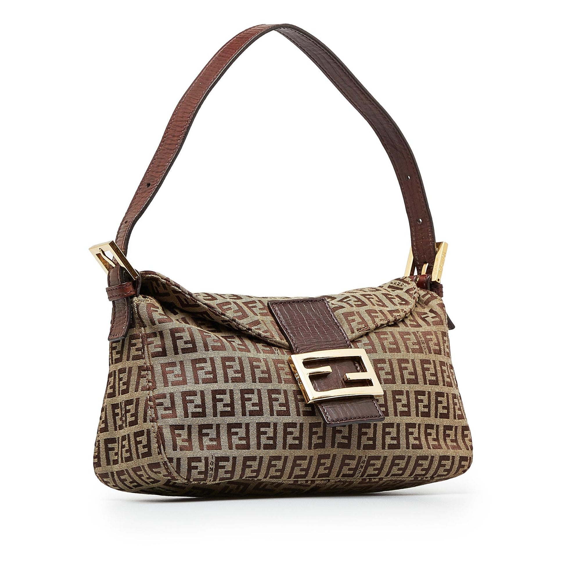 Fendi Zucchino Double Baguette Shg 30Rj5M Handbag Flap Shoulder Bag