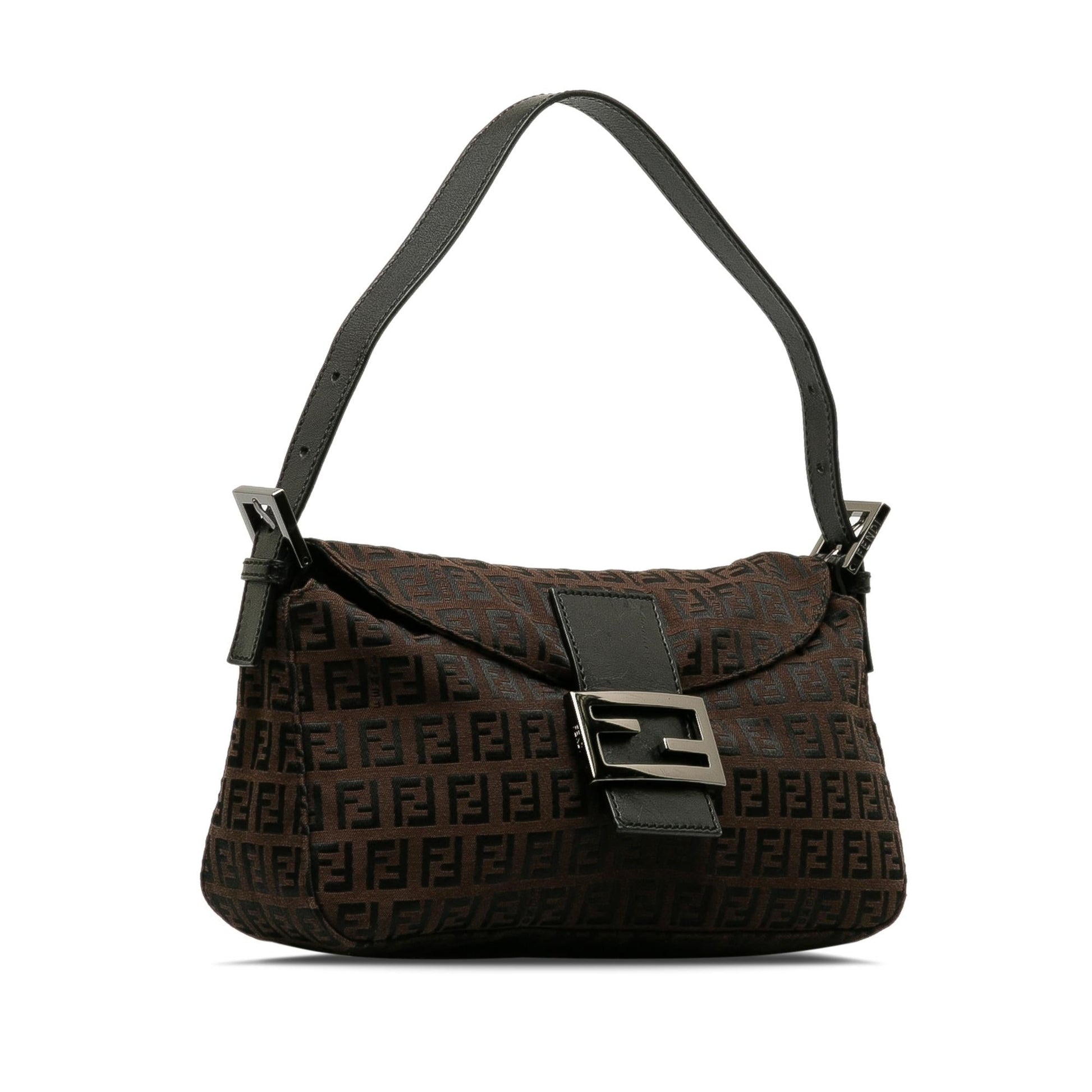 Fendi Zucchino Double Baguette Shg Wac2Ke Handbag Flap Shoulder Bag