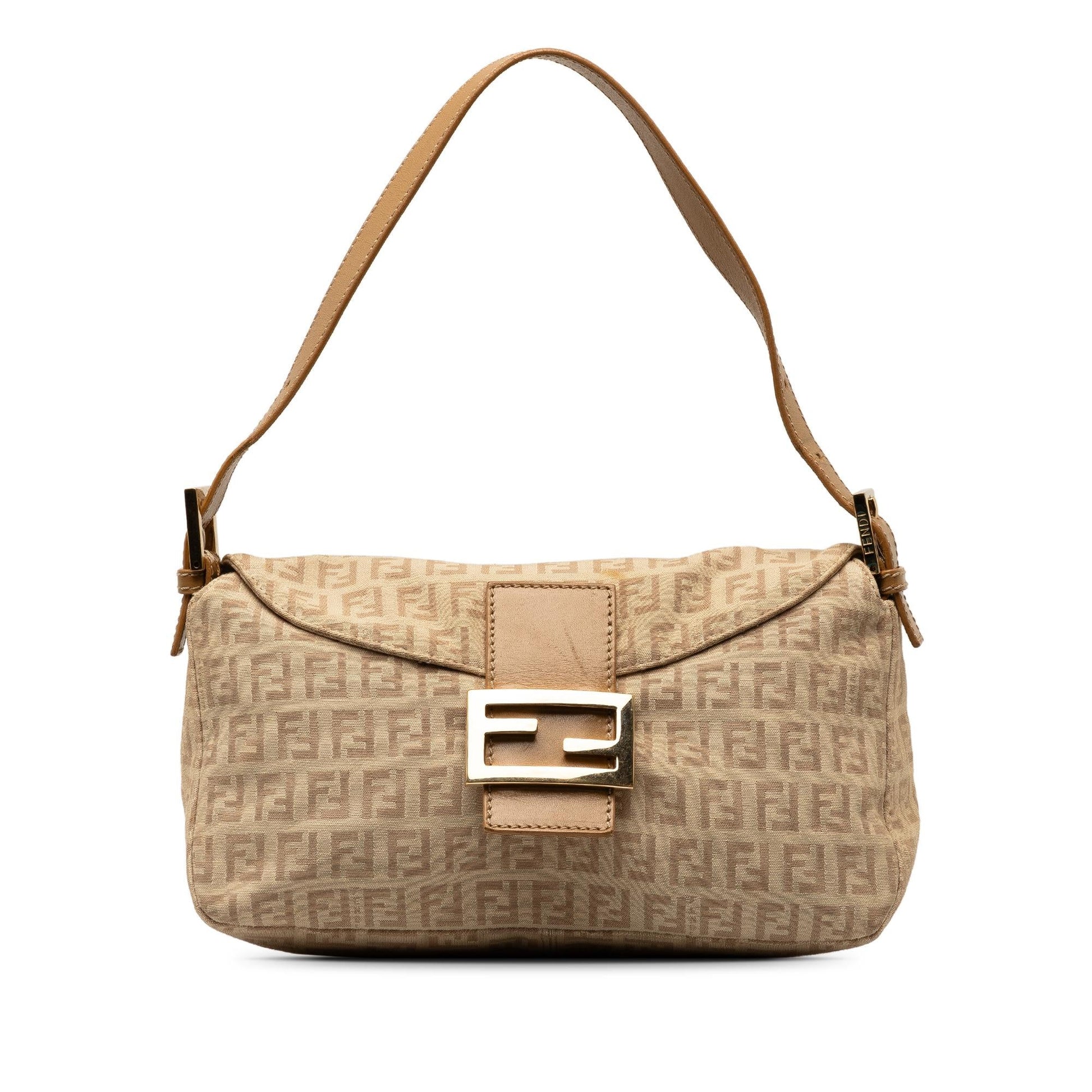 Fendi Zucchino Double Baguette Shg V7Zgvv Handbag Flap Shoulder Bag