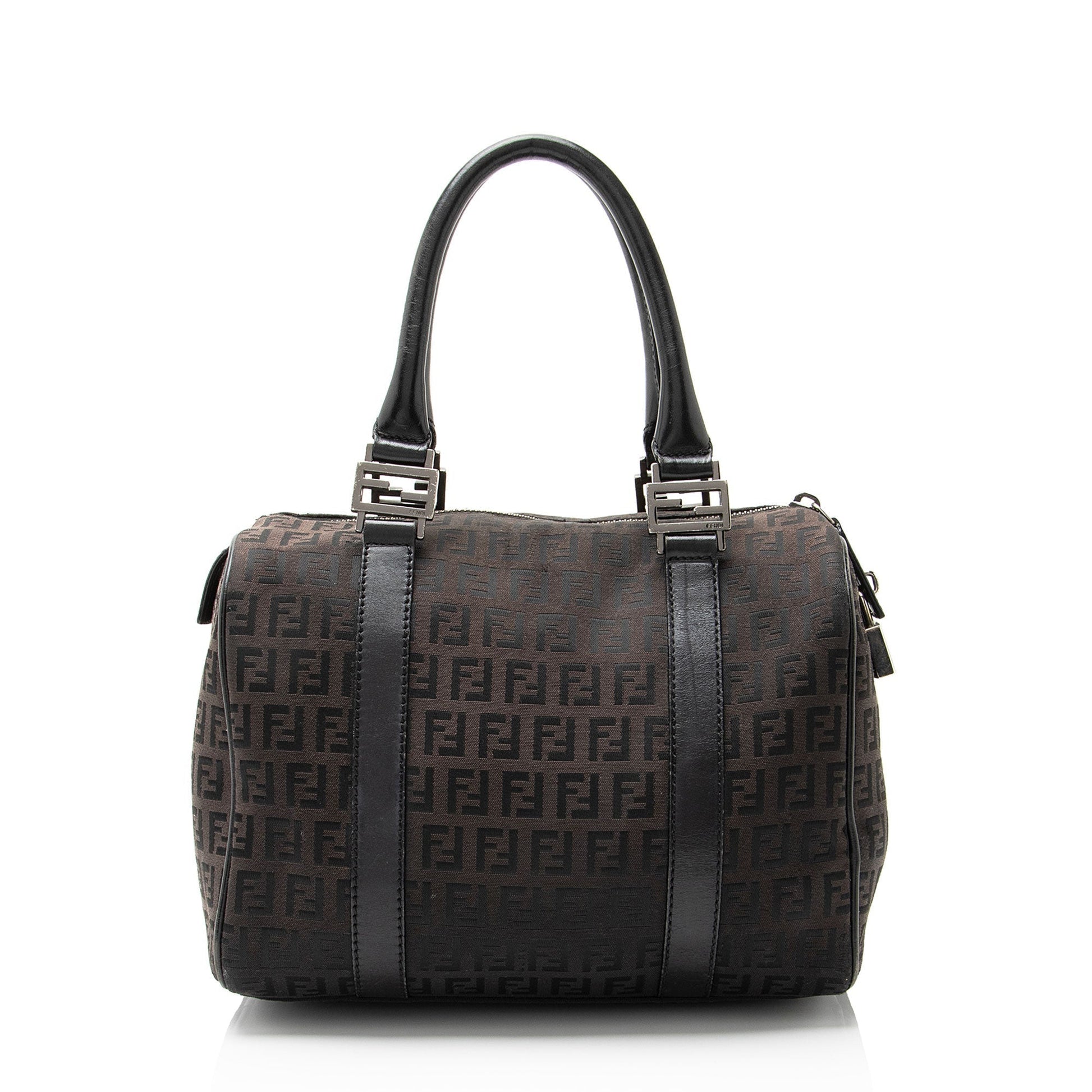 Fendi Zucchino Forever Boston Bag Canvas Small Satchel Bag