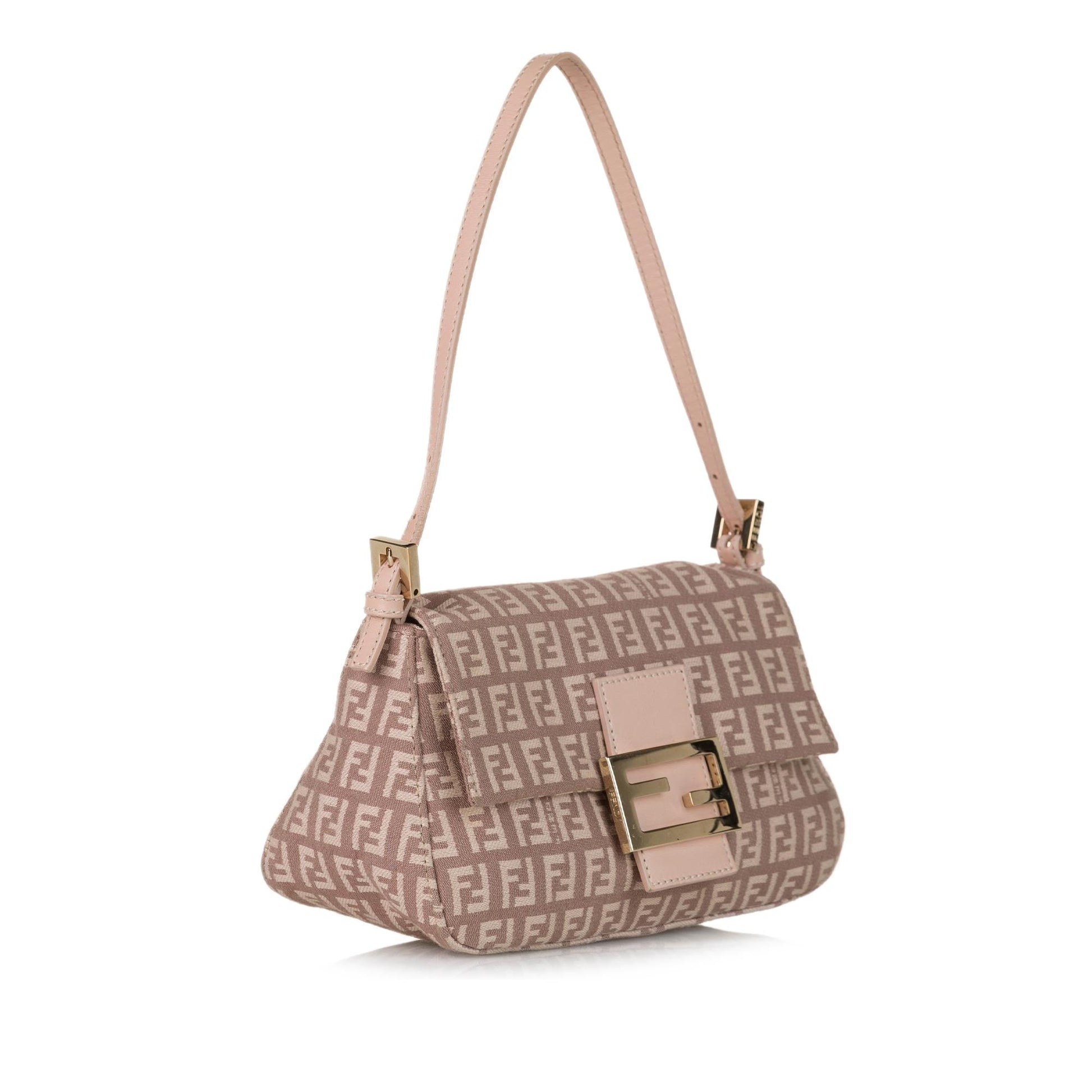 Fendi Zucchino Mamma Forever Baguette Shg Handbag Canvas Shoulder Bag