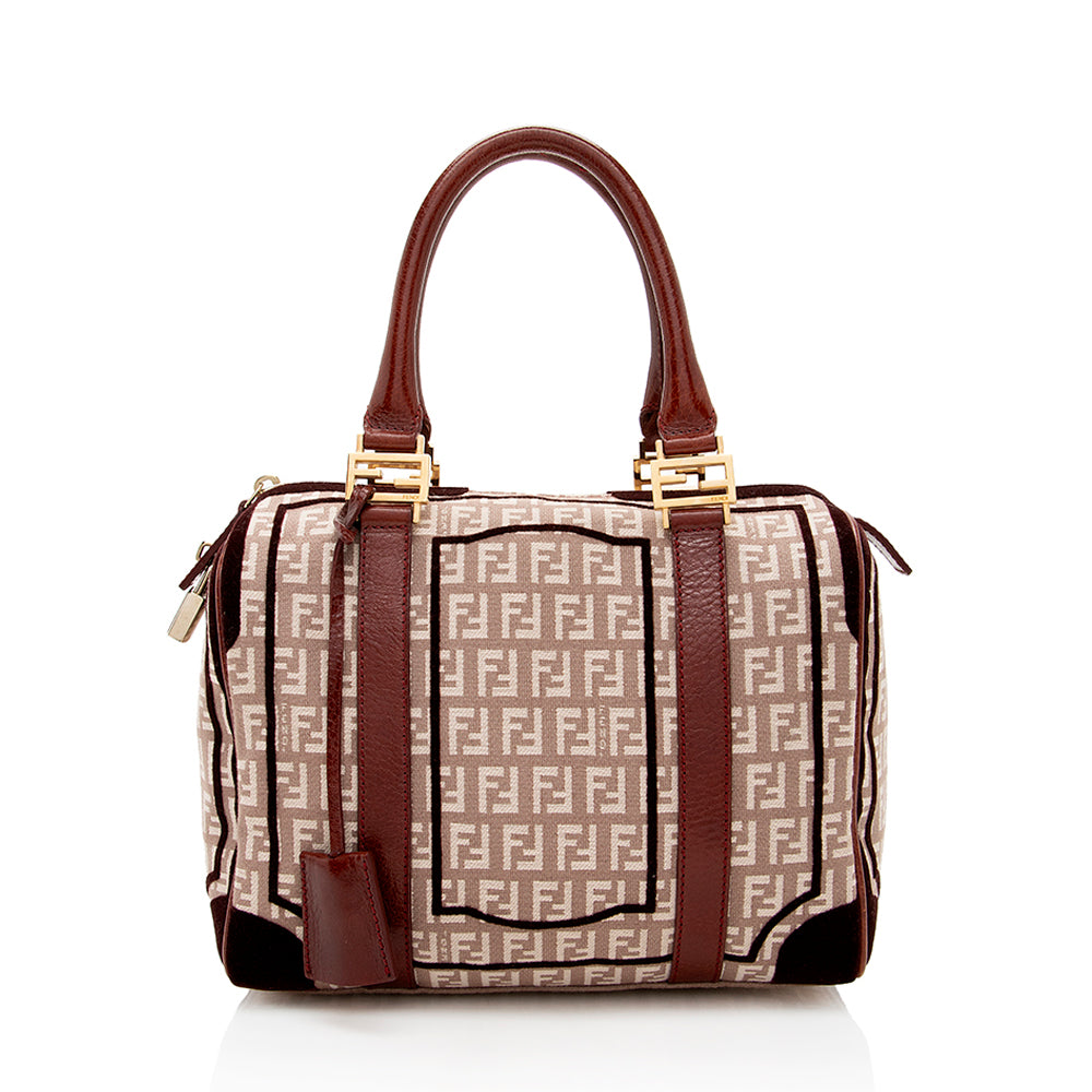 Fendi Zucchino Velvet Boston Satchel Shf Small Satchel Bag