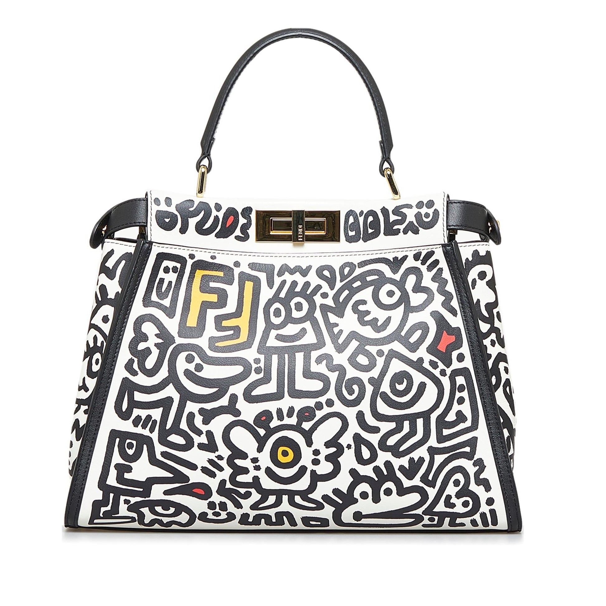 Fendi Mr Doodle Iconic Peekaboo Shg Khjkvd Satchel Bag
