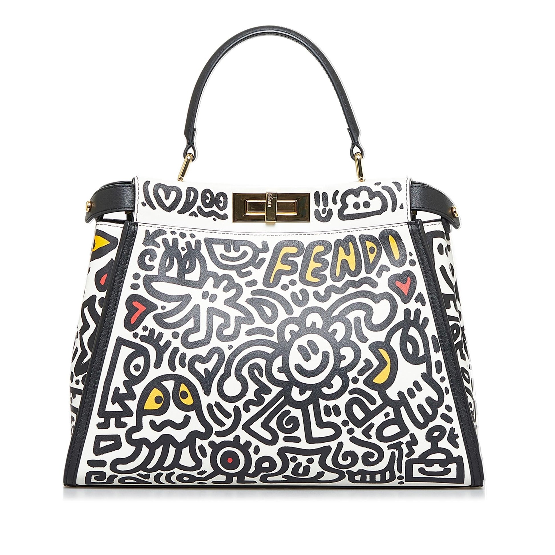 Fendi Mr Doodle Iconic Peekaboo Shg Khjkvd Satchel Bag