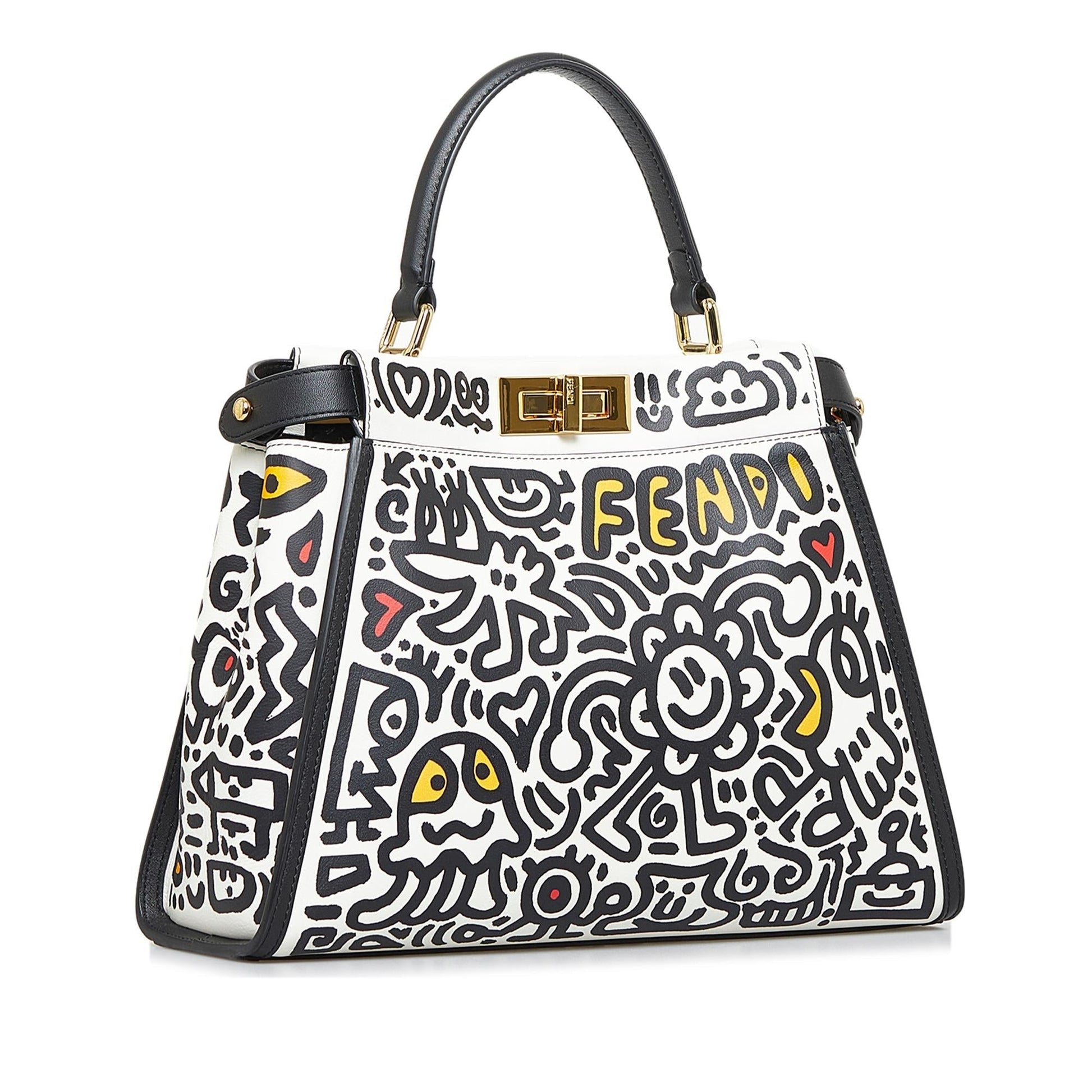 Fendi Mr Doodle Iconic Peekaboo Shg Khjkvd Satchel Bag