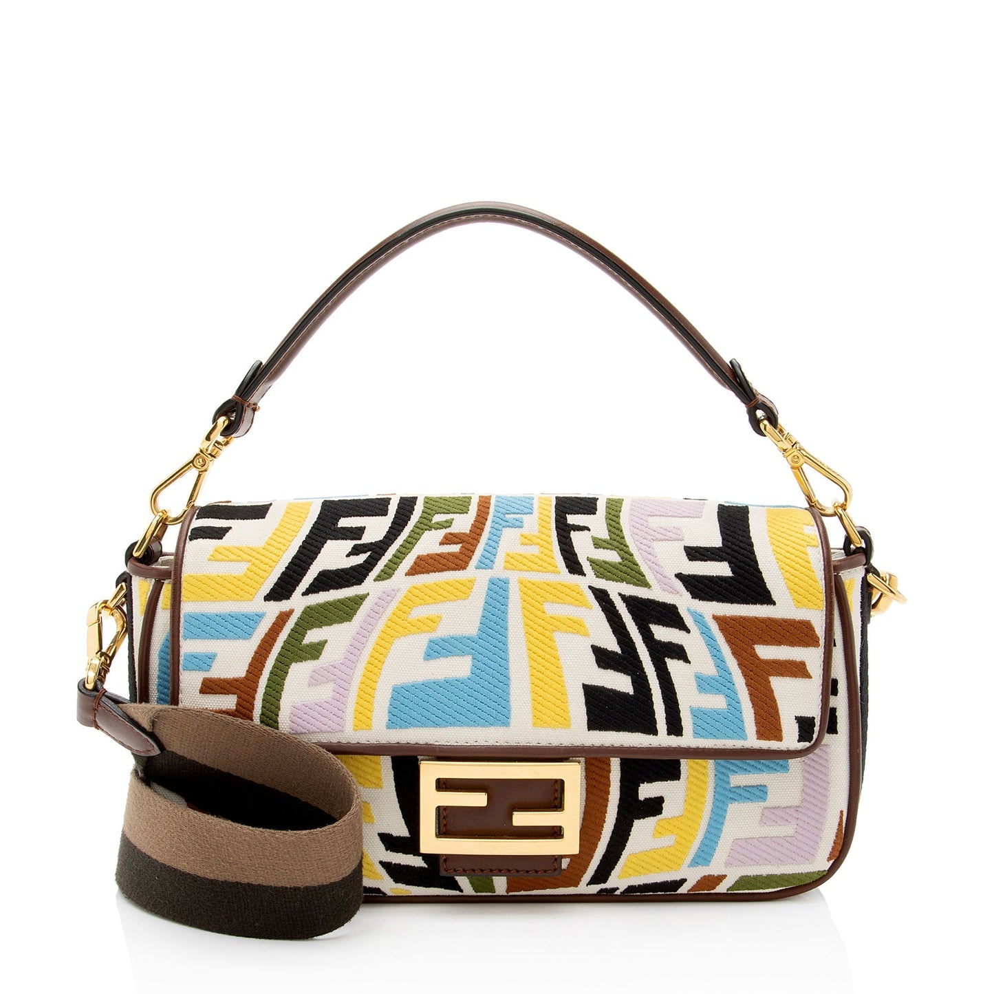 Fendi Sara Coleman Fish Eye Baguette Shoulder Bag Canvas Medium