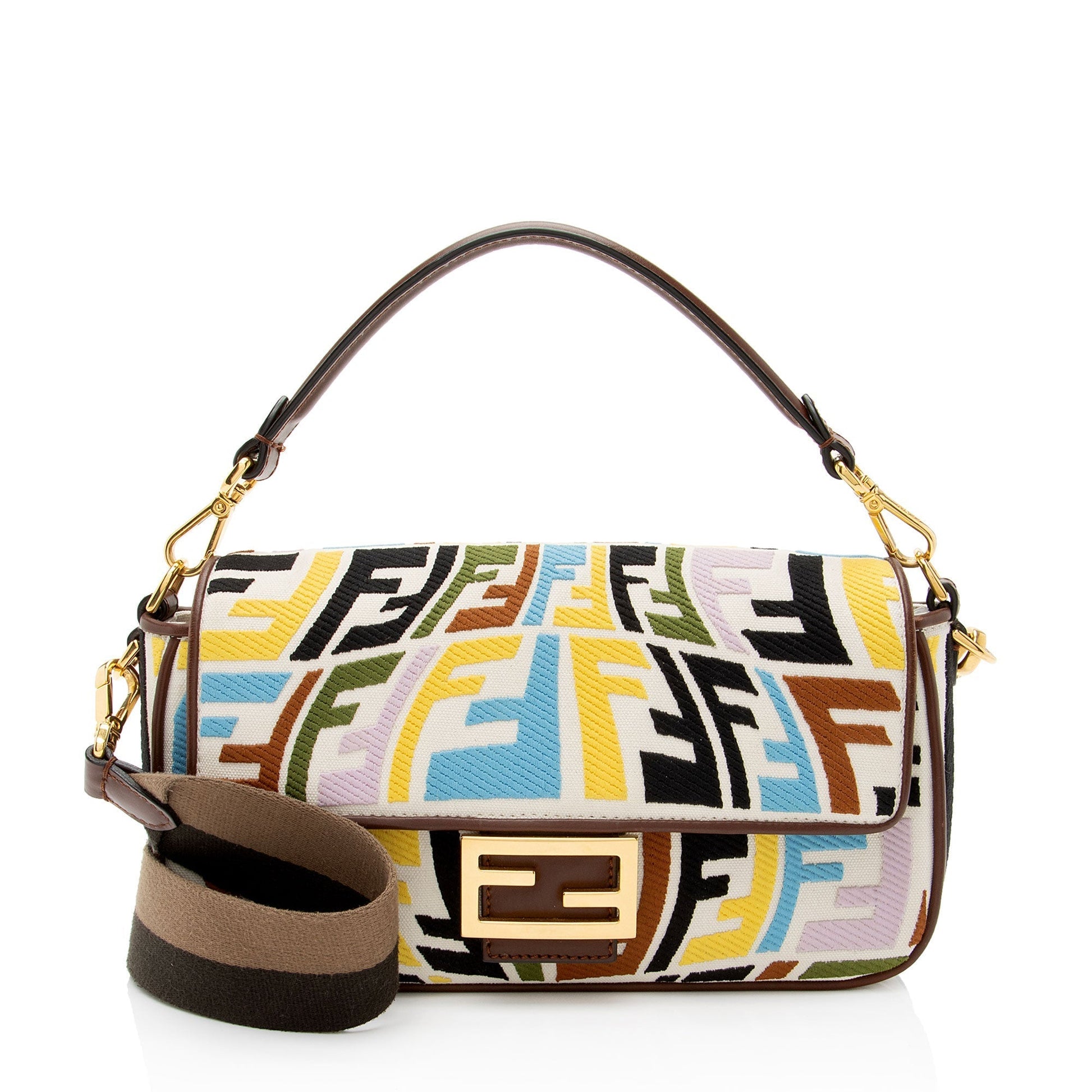 Fendi Sara Coleman Fish Eye Baguette Shoulder Bag Canvas Medium