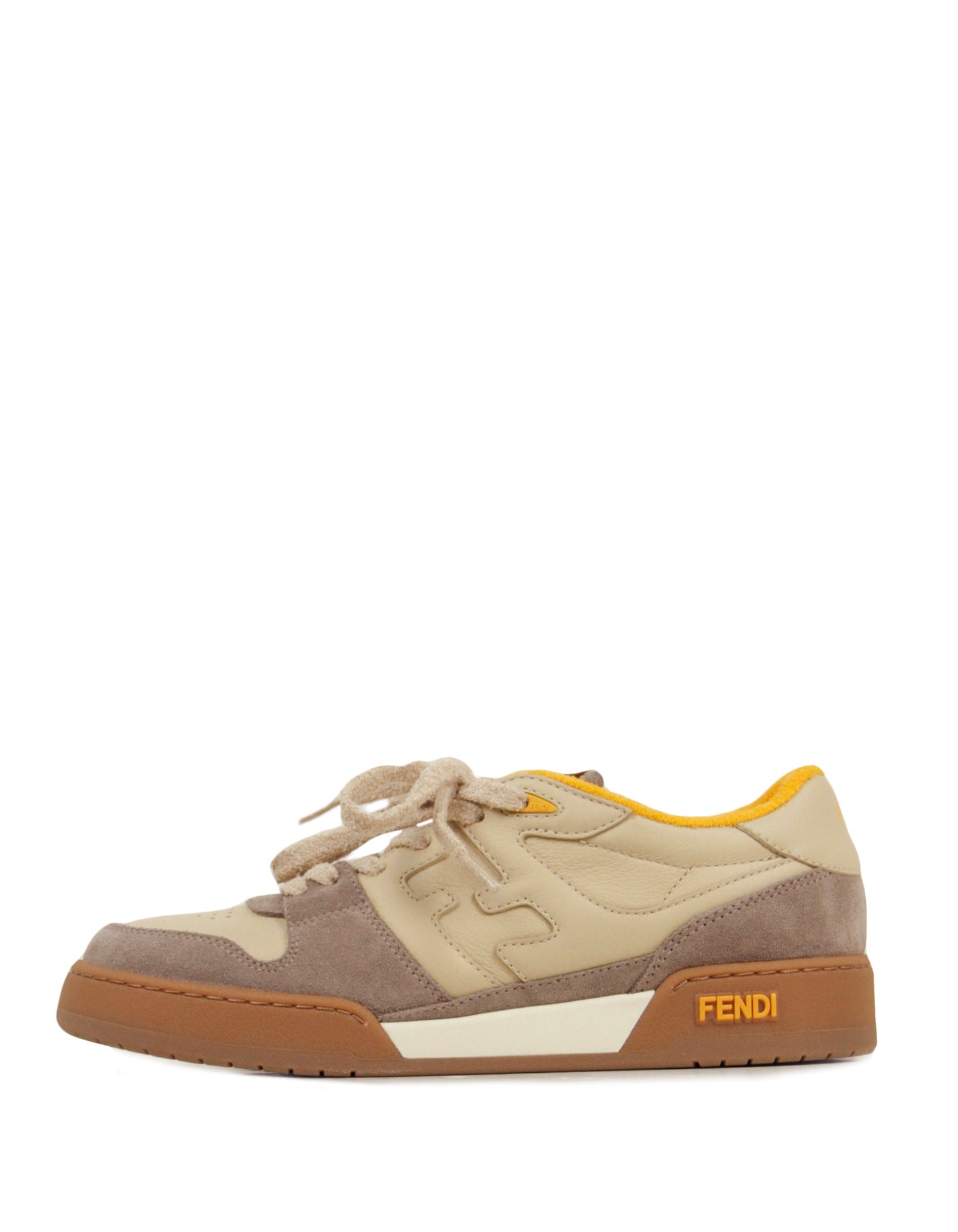 Fendi Shoe NEW IN BOX Match Sneakers sz 39.5 Leather Brown Beige Shoes