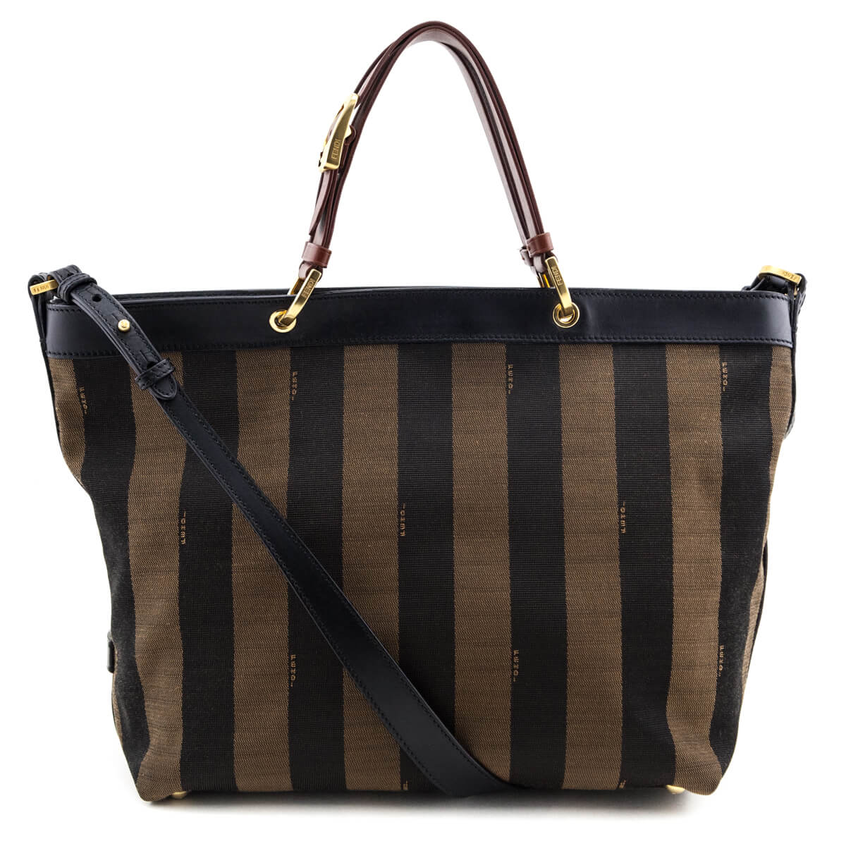 Fendi Handbag Tobacco Pequin Striped Tote Vitello Tote Bag