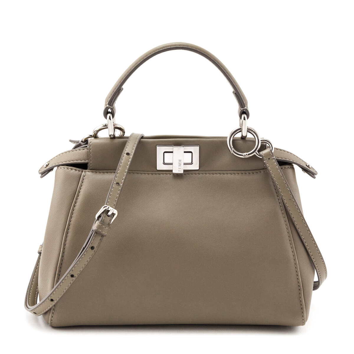 Fendi Handbag Tortora Nappa Peekaboo Iconic Satchel Mini Satchel Bag