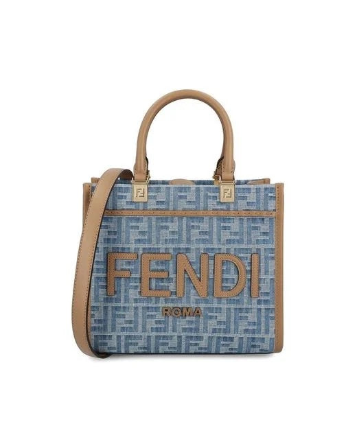 Fendi Ff Shopper Tote Bag Denim Small