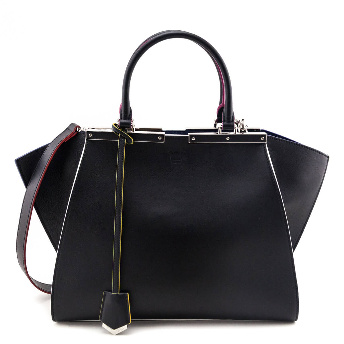 Fendi Handbag Smooth Calfskin Contrast-Trim 3jours Bag Black Multicolor