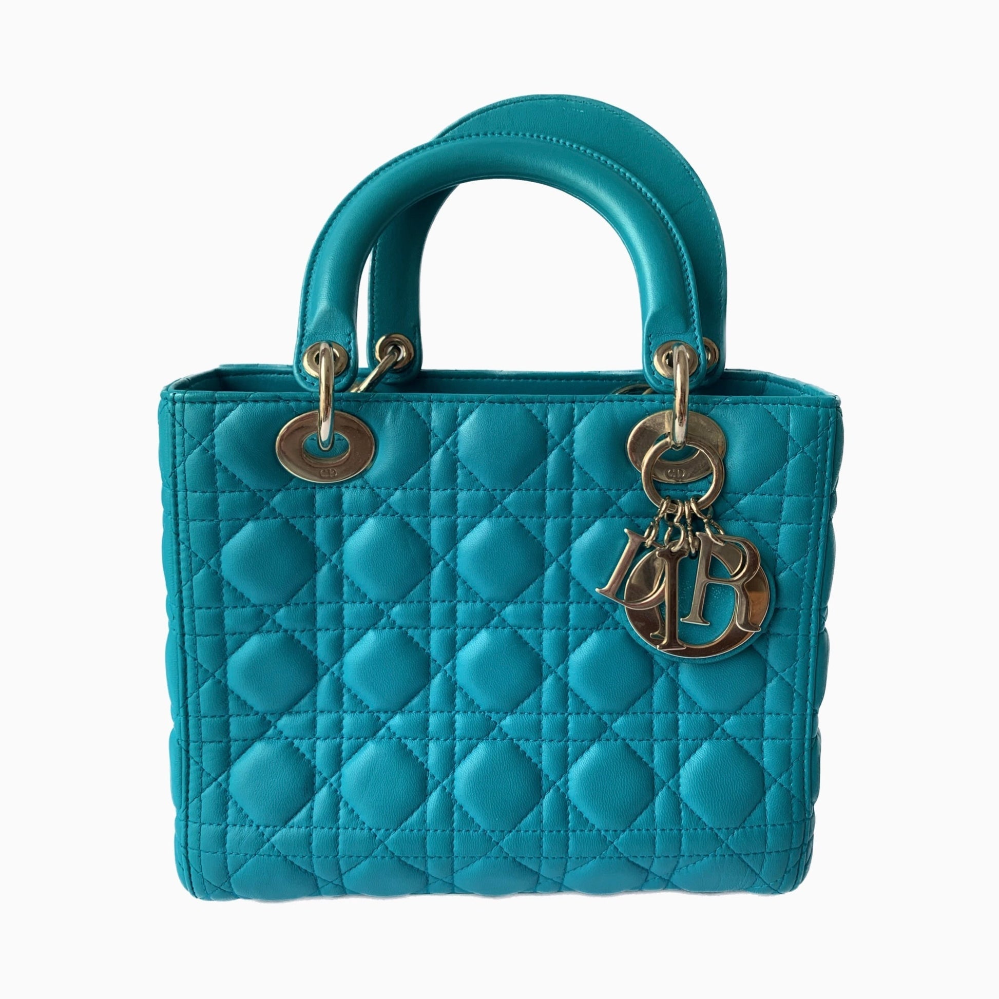 Dior Lady Bag Cannage Lambskin Leather Blue Travel Bag