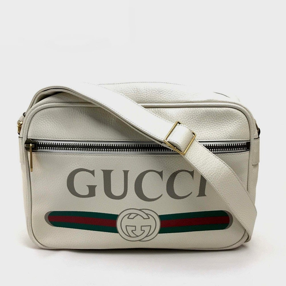 Gucci print Leather White Logo Shoulder Bag