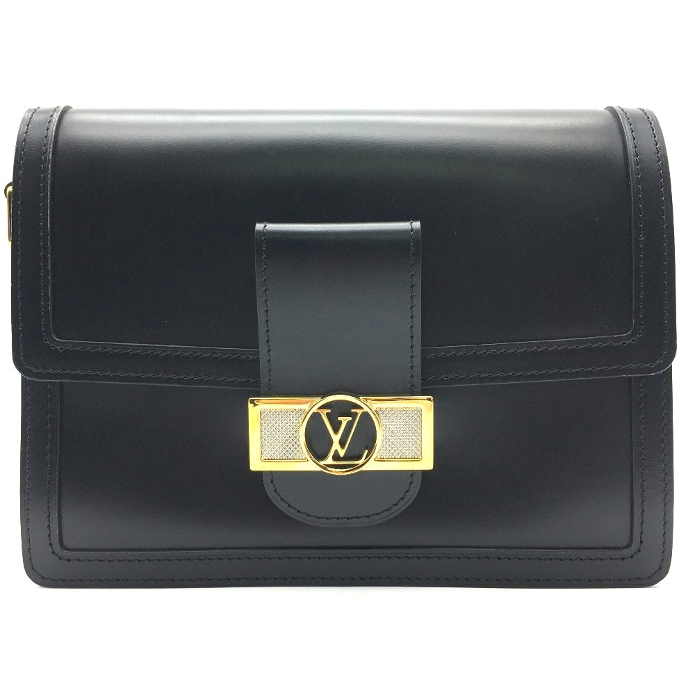 Louis Vuitton M55821 Lock Dauphiné MM Calfskin Black Chain Shoulder Bag