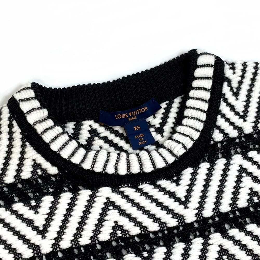 Louis Vuitton knit 1A3XJH x Chevron stitch Nylon Cotton Black White Handbag