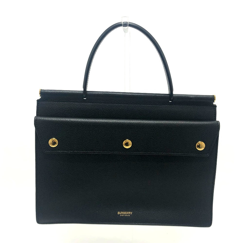 Burberry Square Type Handbag Unisex Unisex Leather Black Travel Bag
