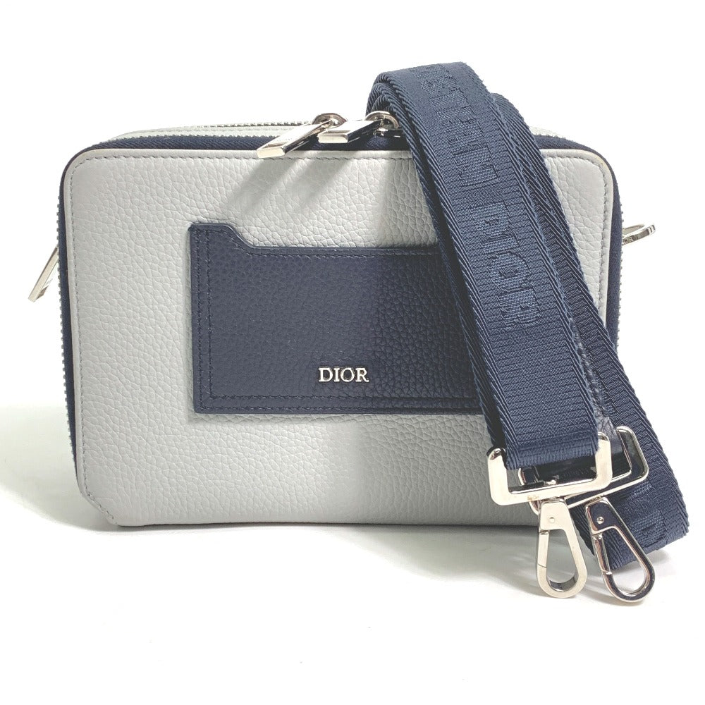 Dior Shoulder Bag Gray H E Mens Leather Logo