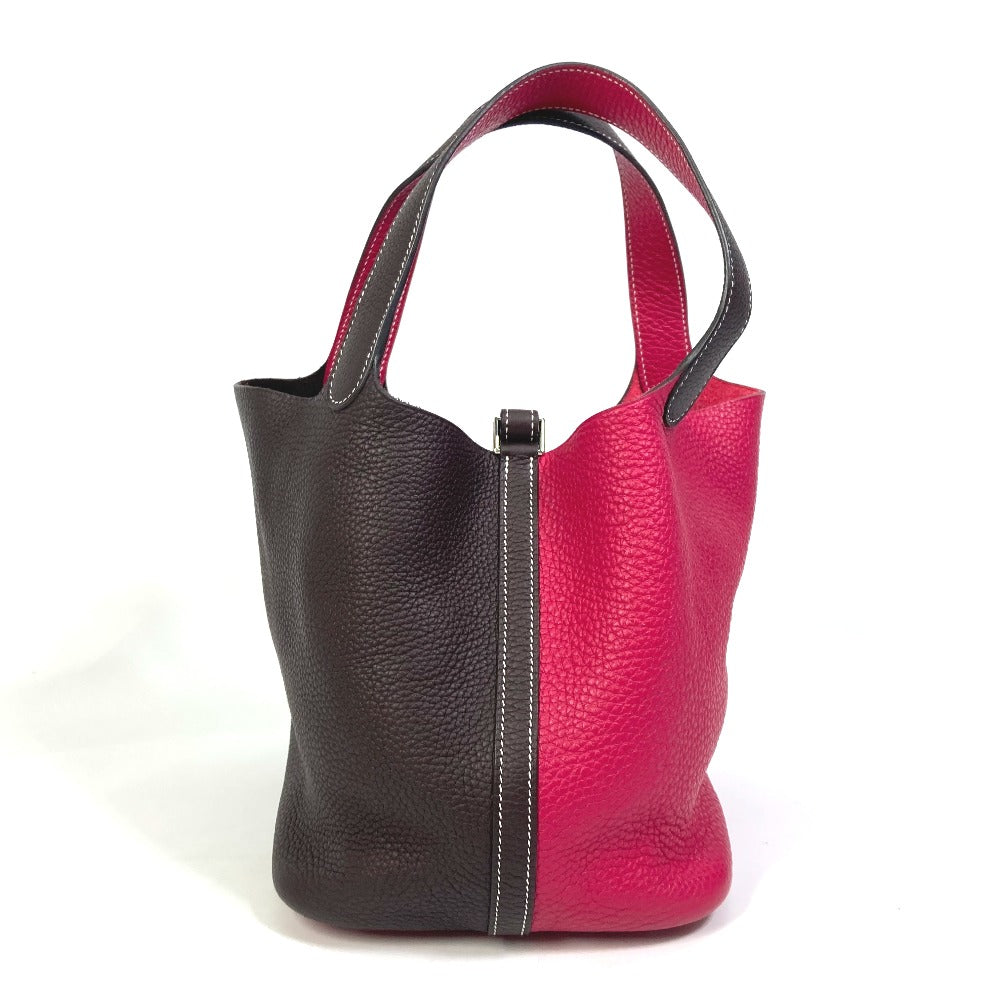 Taurillon Clemence Picotin Lock Mm Kazak Tote Brown Red Tote Bag