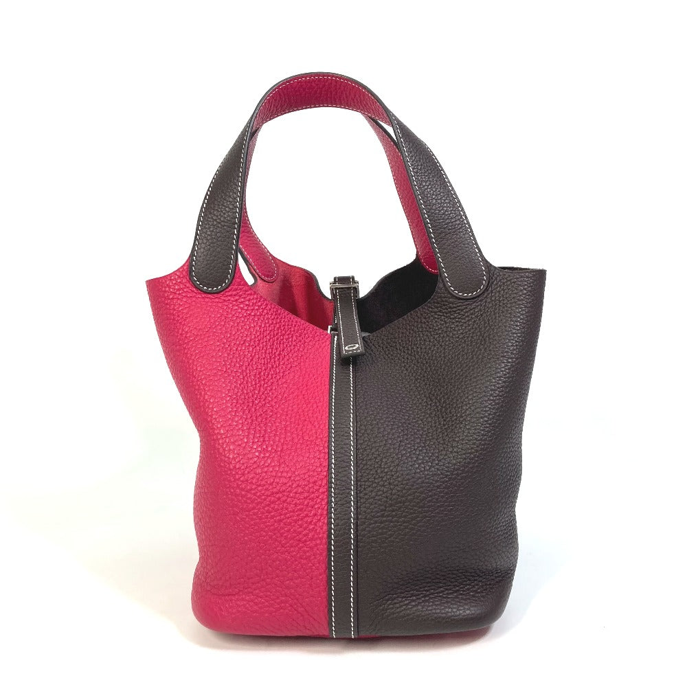 Taurillon Clemence Picotin Lock Mm Kazak Tote Brown Red Tote Bag
