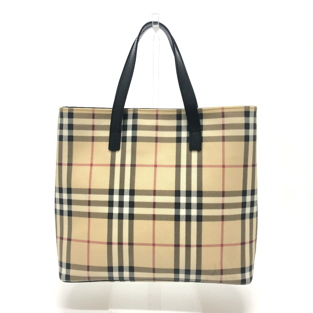 Burberry Tote Bag Pvc Check Leather Beige