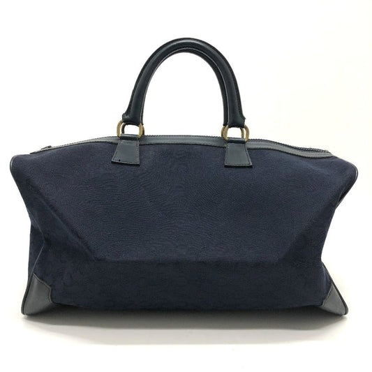 Boston Duffel Bag Navy C Macadam Carriage Leather Canvas Travel Bag