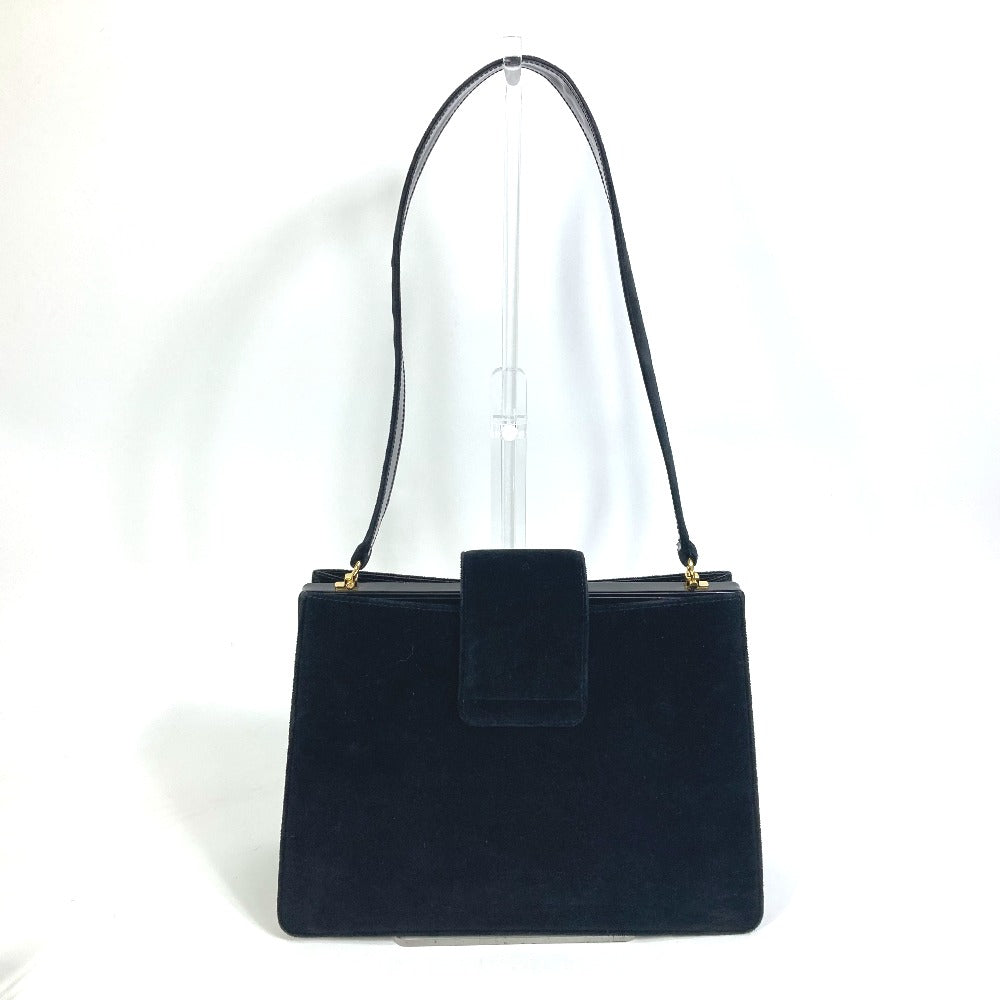 Shoulder Bag Velor Gamaguchi Women Leather Black