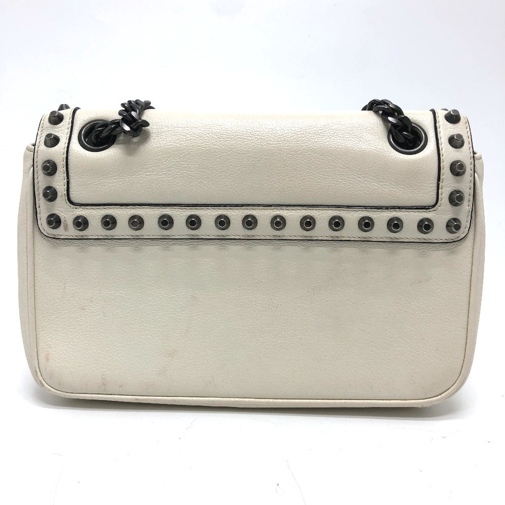 Shoulder Bag Logo Studs Chainshoulder Women Leather White