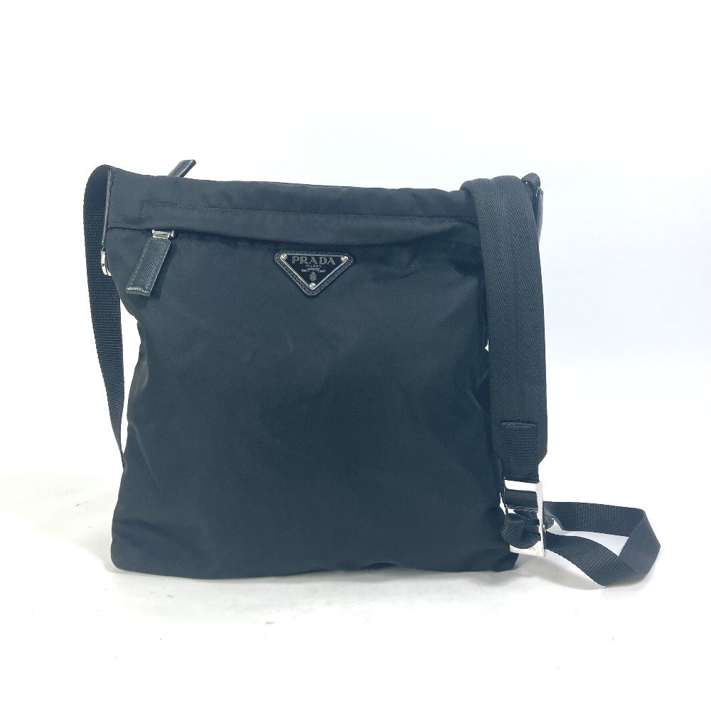 Shoulder Bag With Triangle Plate Mens Nylon Black