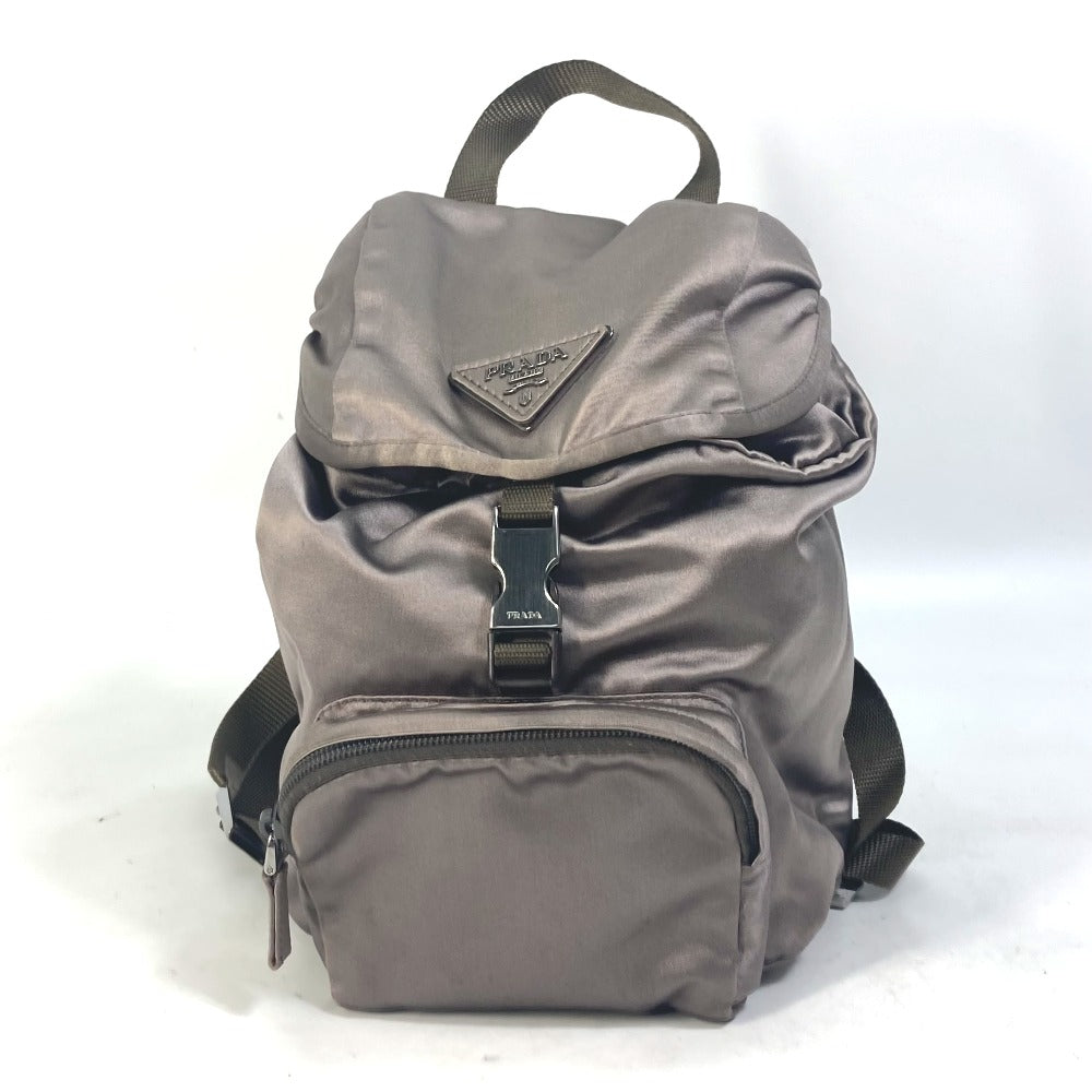 Backpack Type With Triangle Plate Handbag Satin Brown