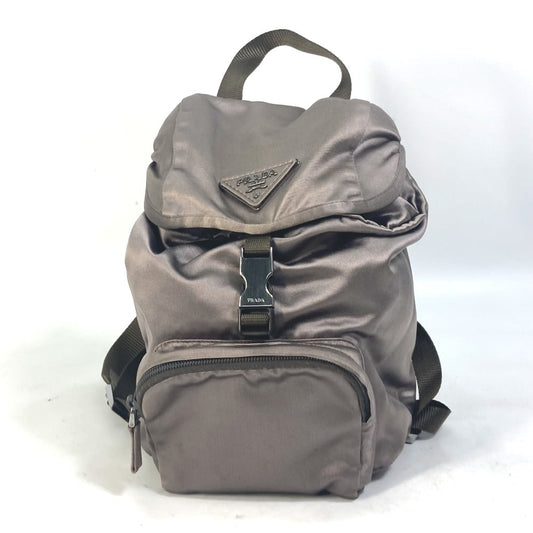 Backpack Type With Triangle Plate Handbag Satin Brown