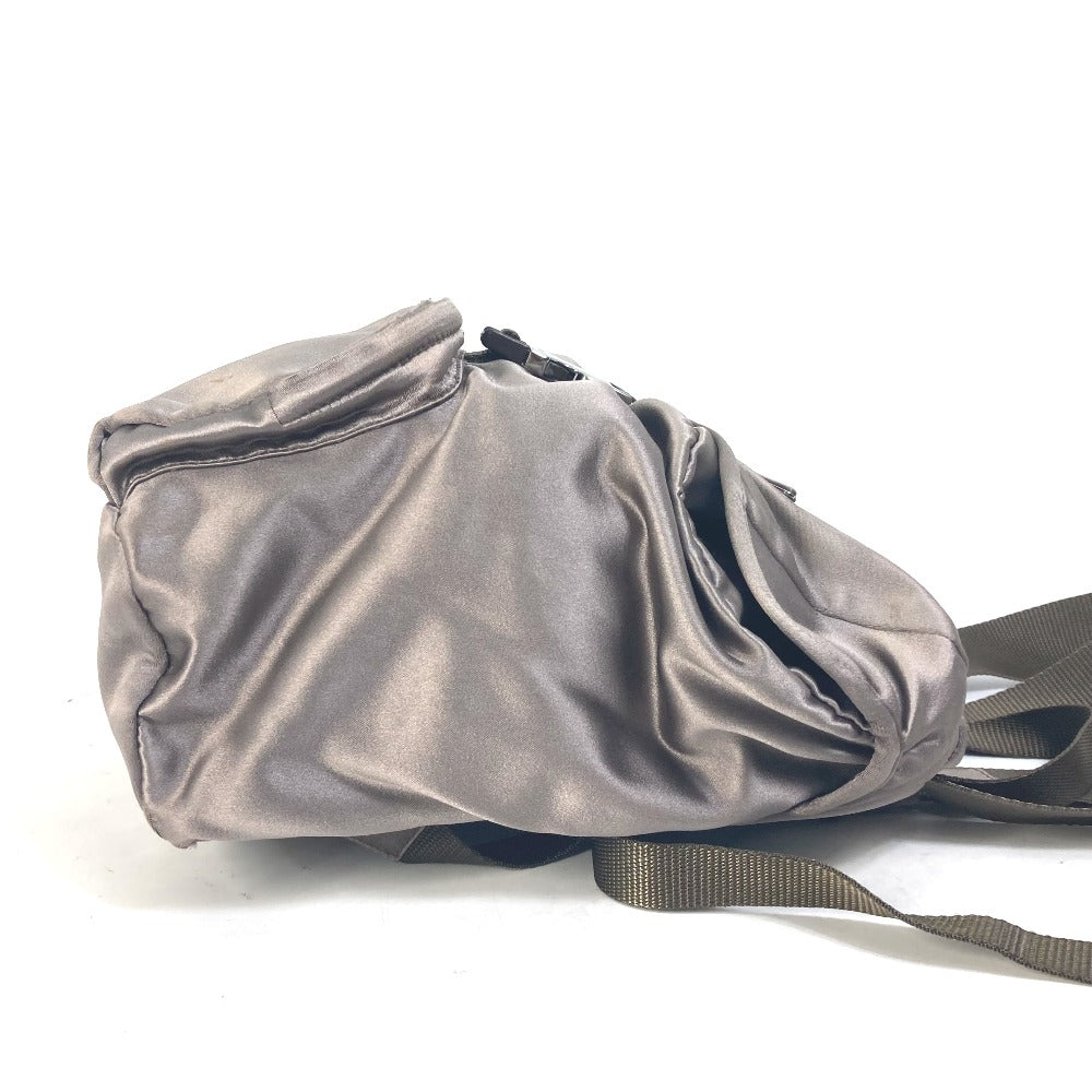 Backpack Type With Triangle Plate Handbag Satin Brown