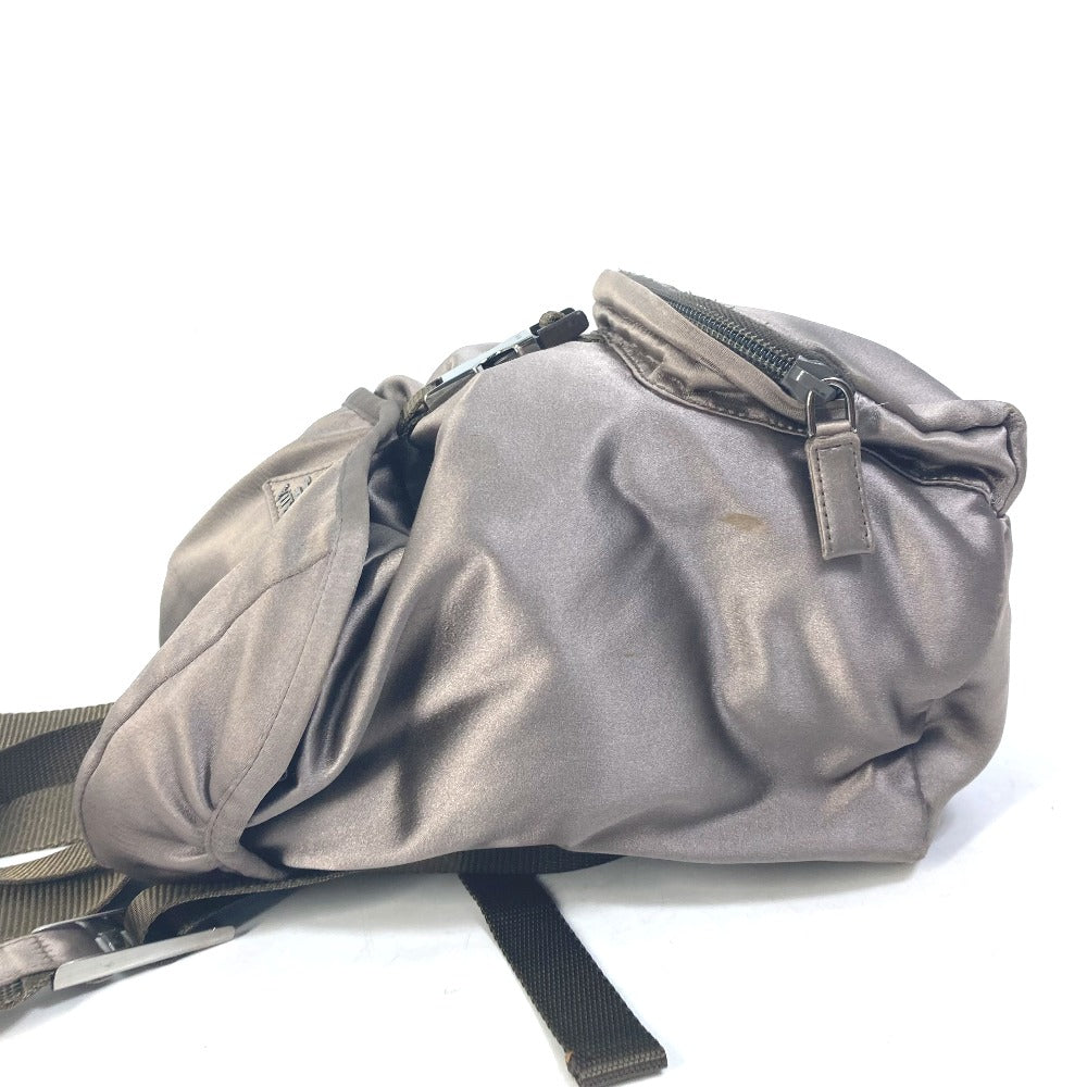 Backpack Type With Triangle Plate Handbag Satin Brown