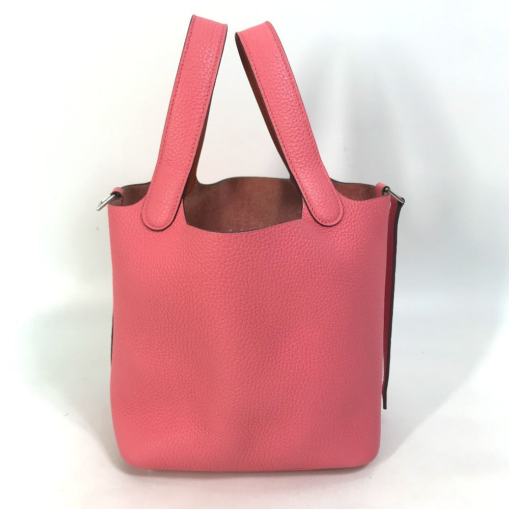 Hermes Handbag Taurillon Clemence Pico Lock Ekra Pm Women Pink Tan Travel Bag