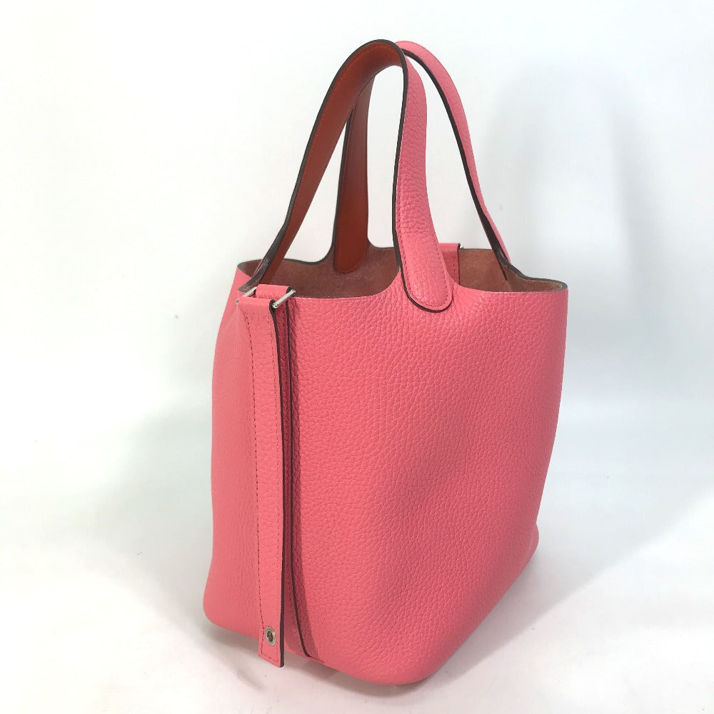Hermes Handbag Taurillon Clemence Pico Lock Ekra Pm Women Pink Tan Travel Bag