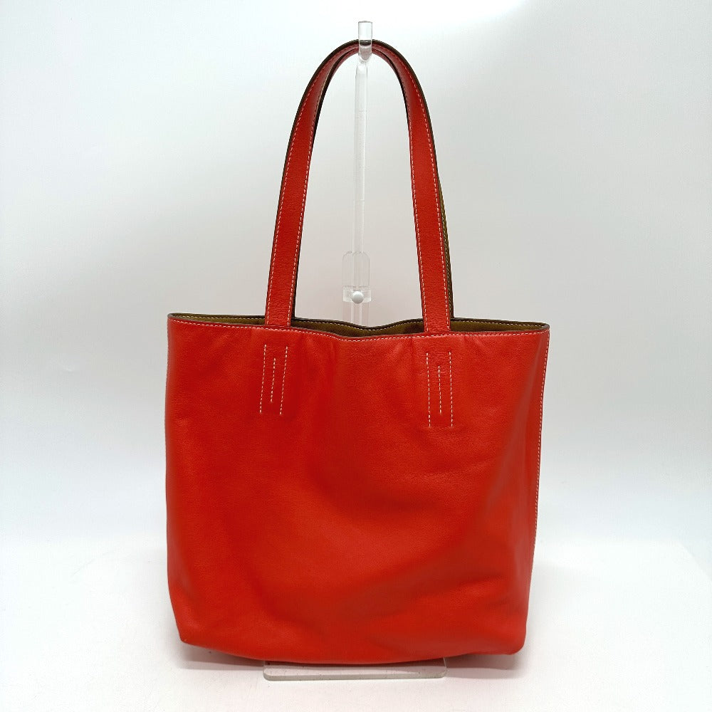 Hermes Tote Bag Vokissim Doble Sense Reversible Leather Orange