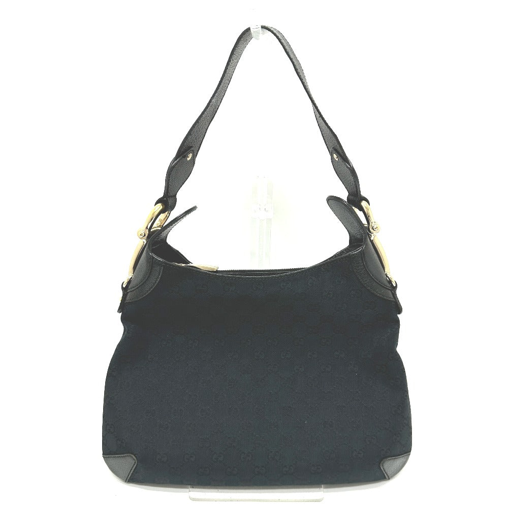 Gucci GG Horsebit Leather Canvas Black Handbag