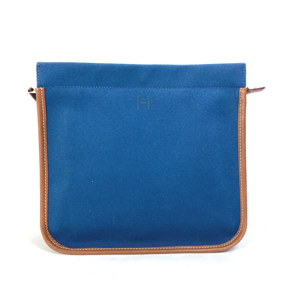 Clutch Bag Navy Embroidery Camille Mens Leather Canvas