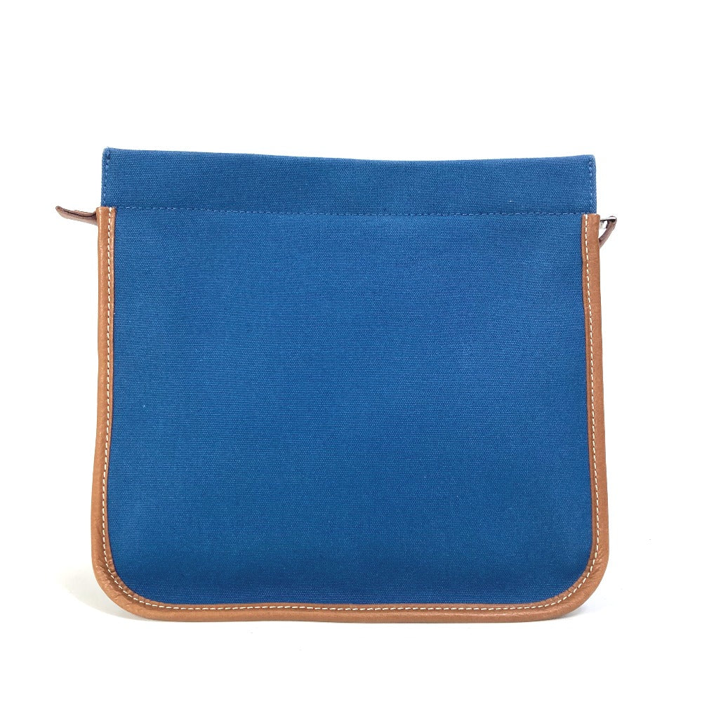 Clutch Bag Navy Embroidery Camille Mens Leather Canvas