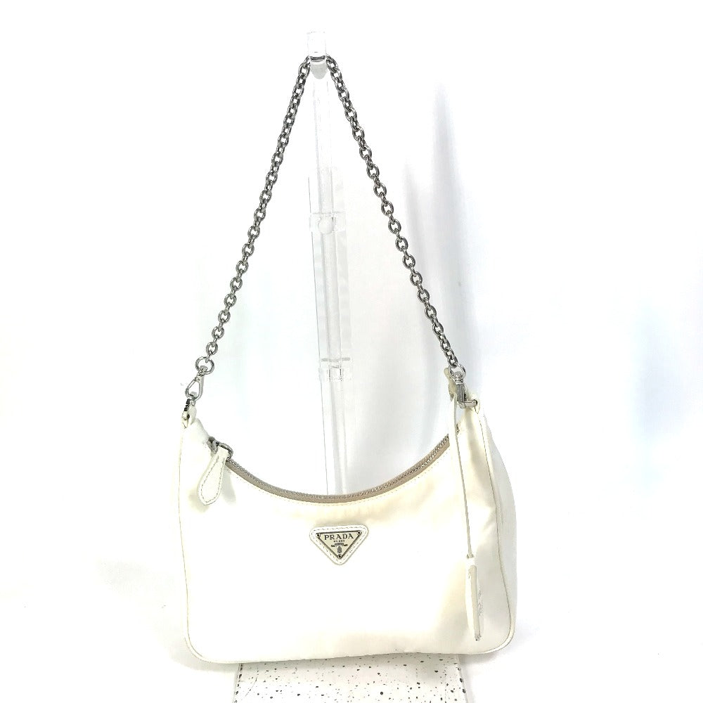 Shoulder Bag Triangle Plate Re Edition Women Nylon White