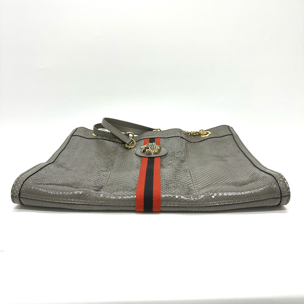 Gucci Sherry line raja tiger head Leather Gray Tote Bag