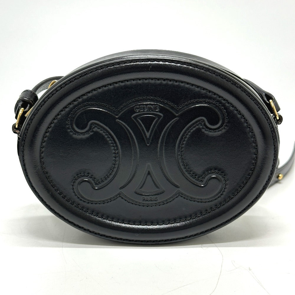 Shoulder Bag Triomphe Oval Purse Cuir Women Leather Black