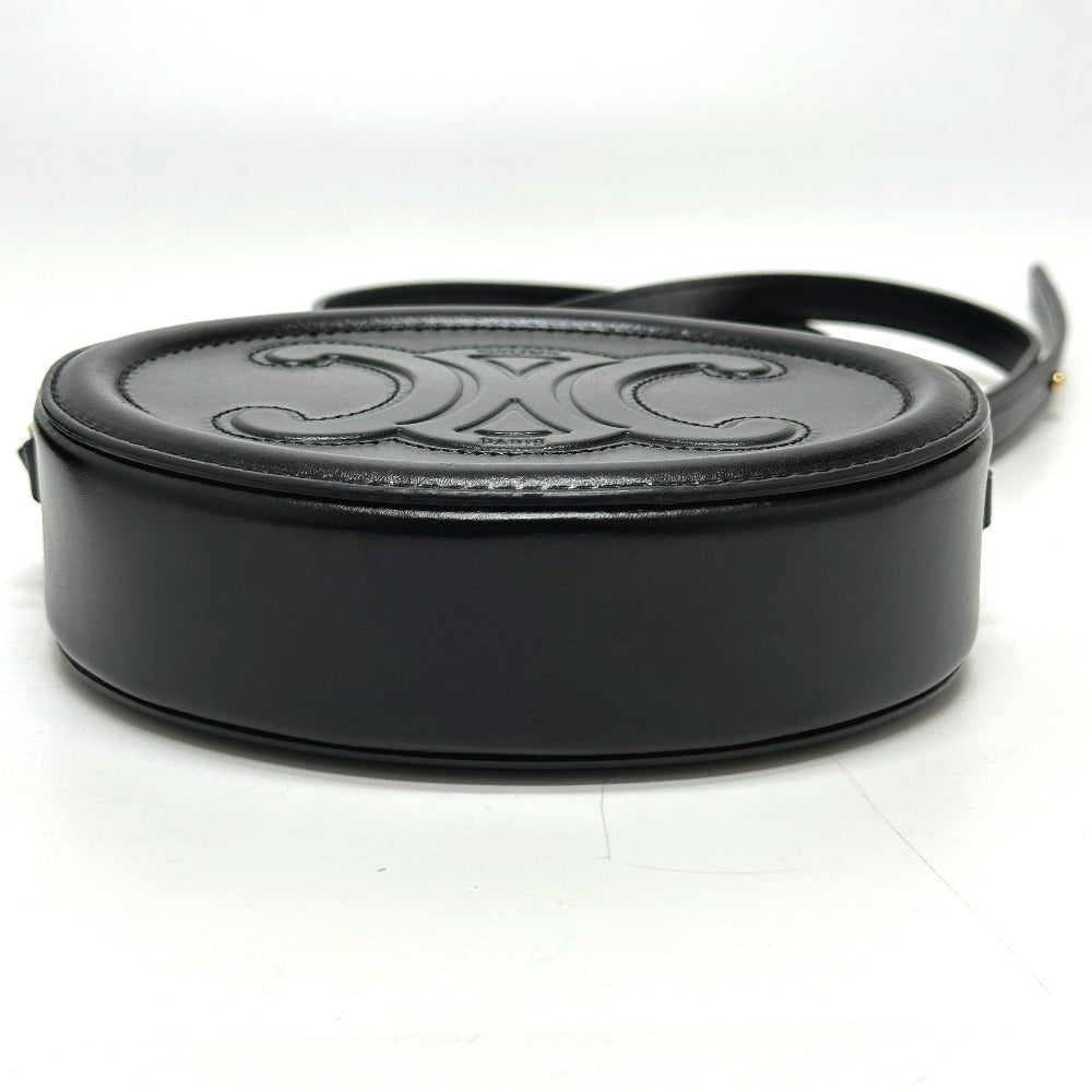 Shoulder Bag Triomphe Oval Purse Cuir Women Leather Black