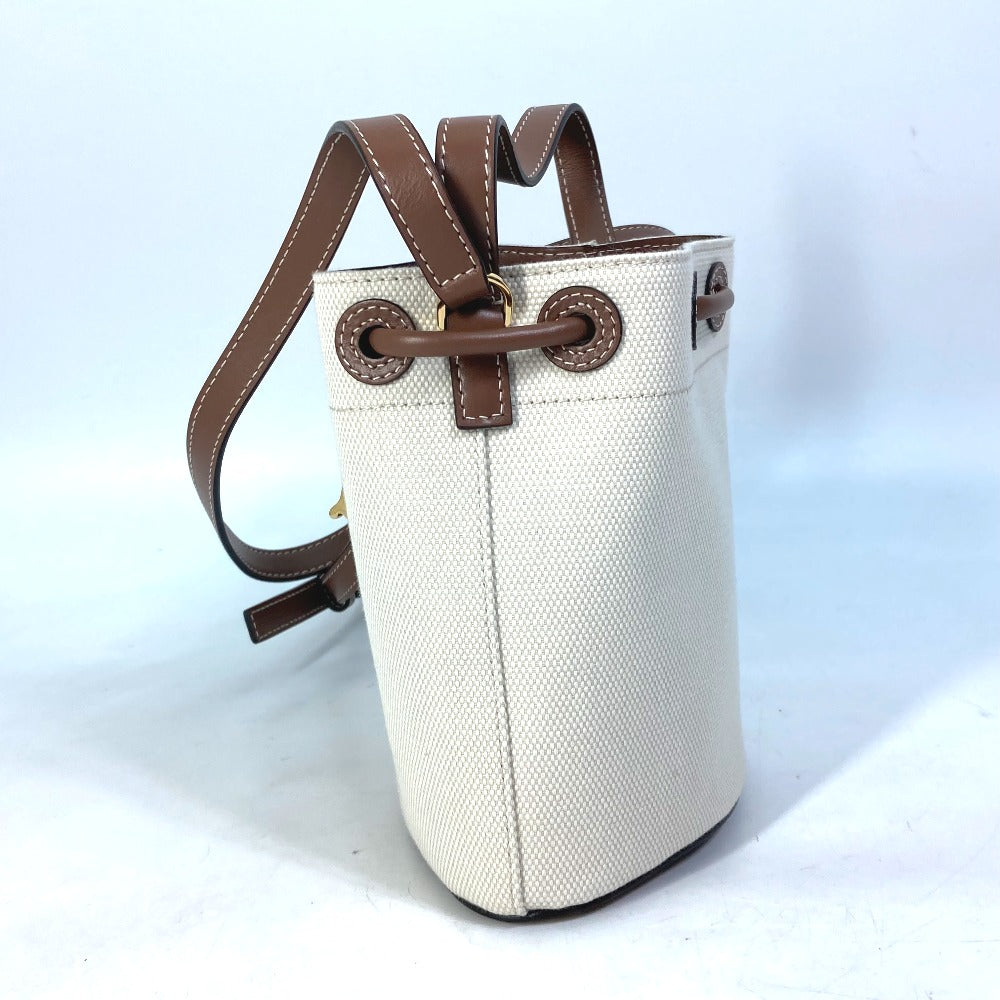 Burberry Tote Bag Ivorytype 2Way Shoulder Bag Tb Women Leather Canvas Bucket