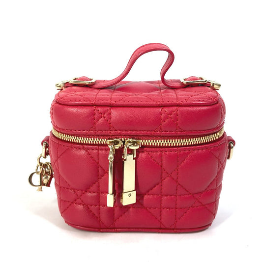 Dior Vanity Bag Type Lady Lady Microvanity Cannage Leather Red Travel Bag