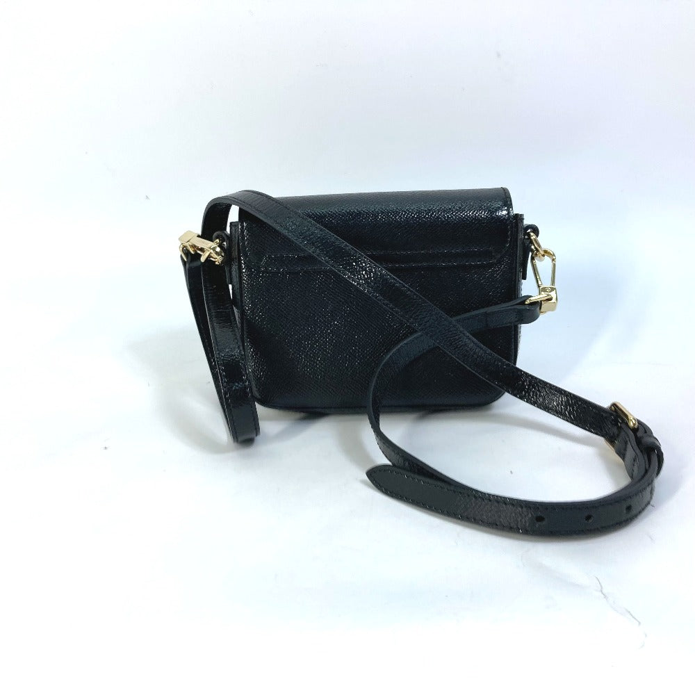 Burberry Shoulder Bag Fastener Design Women Leather Black Logo