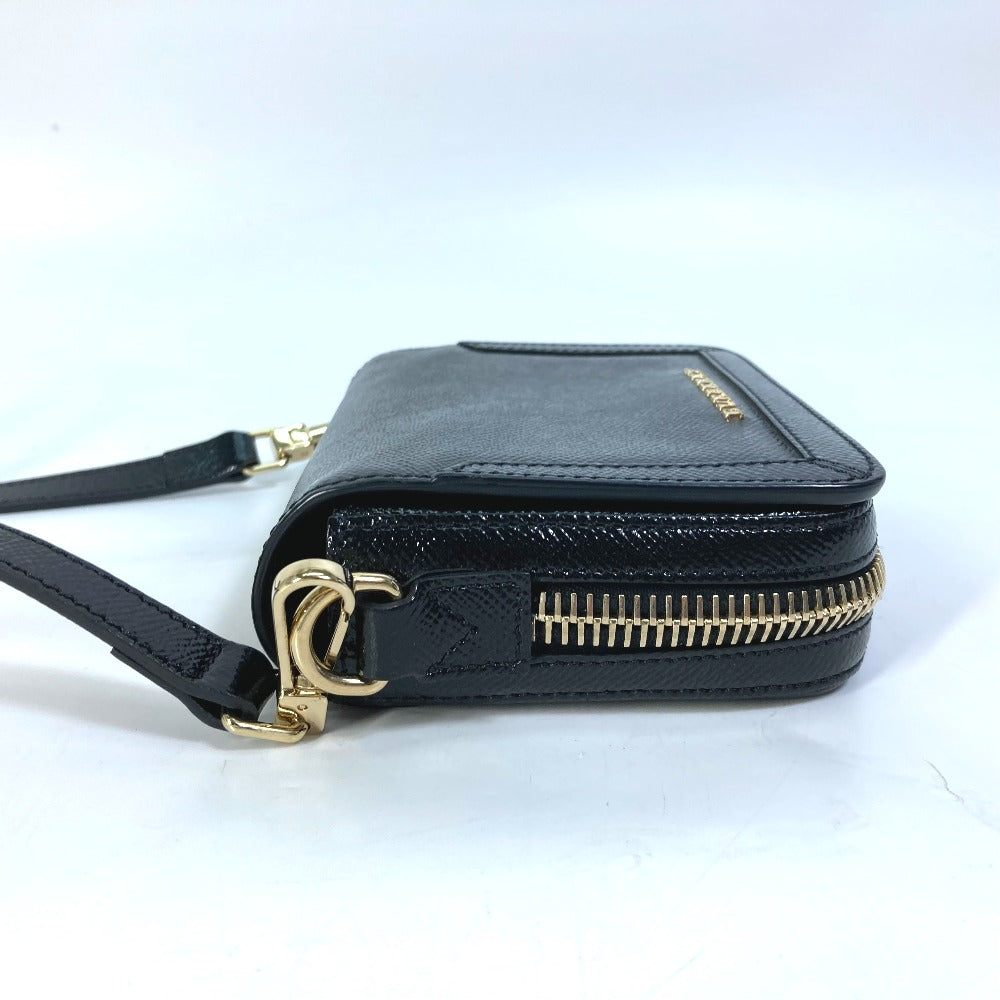 Burberry Shoulder Bag Fastener Design Women Leather Black Logo
