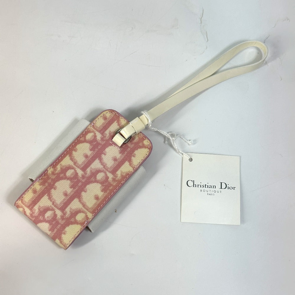Dior Christian Mobile Case Pvc Trotter Number Mens Leather Pink Travel Bag